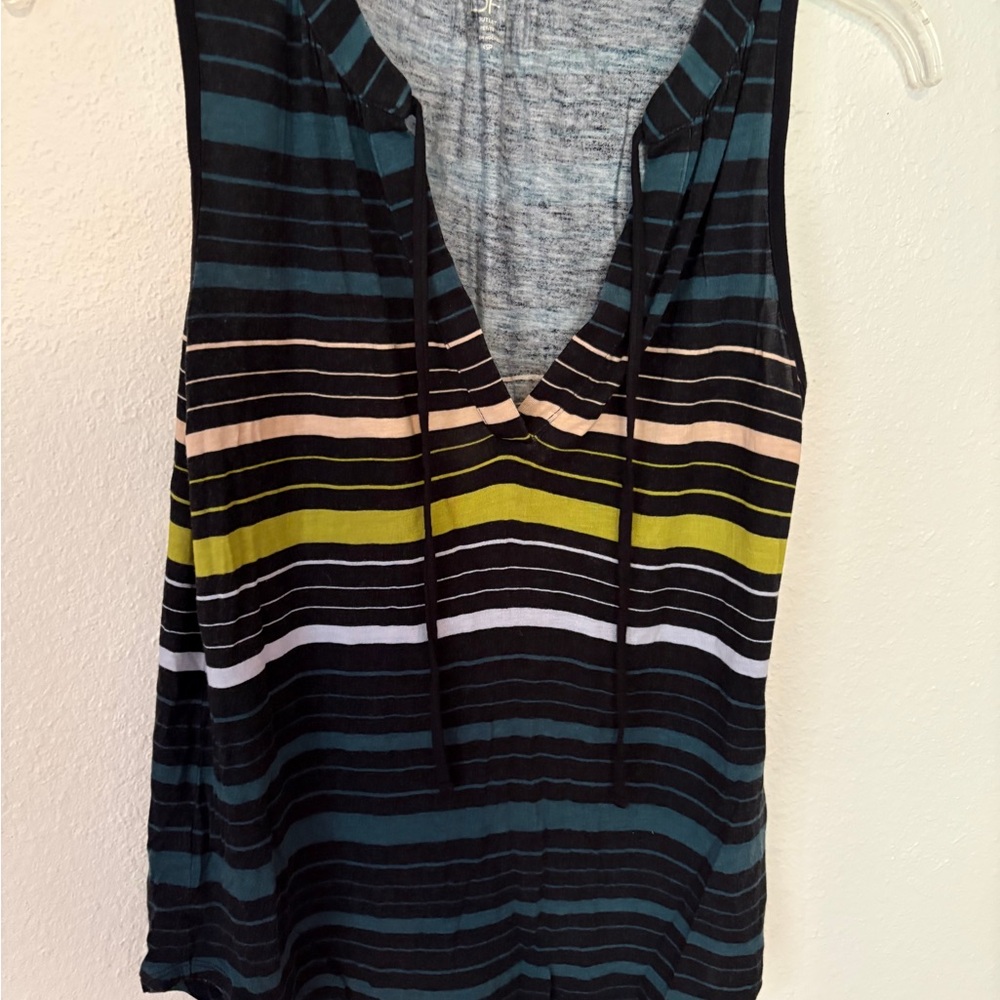 LOFT Striped Tank in Black, Teal, Olive & Yellow